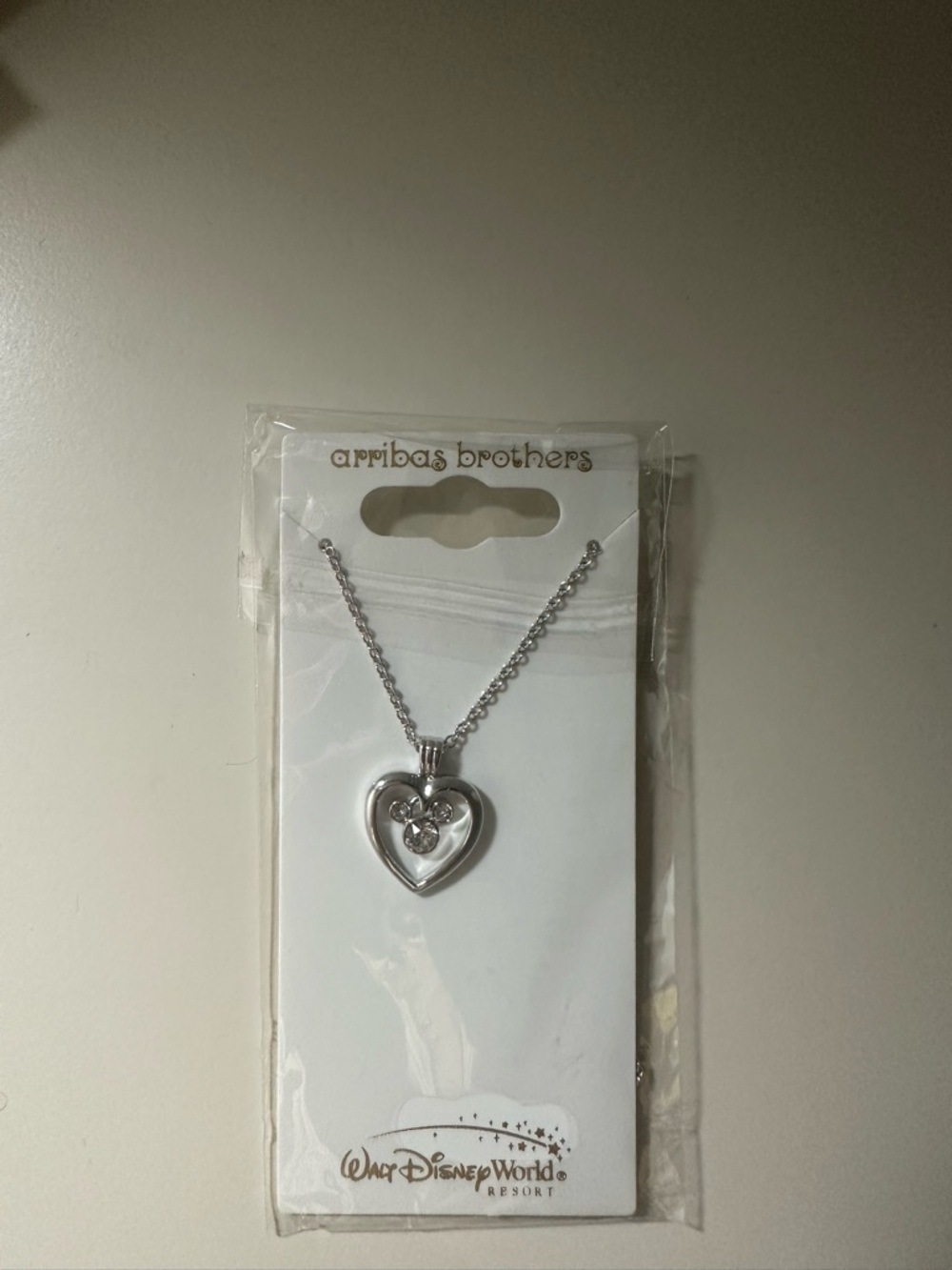 Disney Silver Heart Pendant Necklace with Crystal Accent